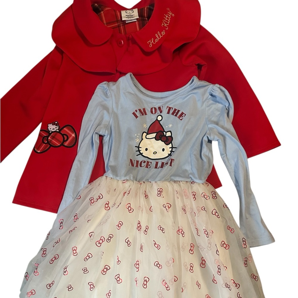 Hello Kitty Red Coat and Blue Dress Set